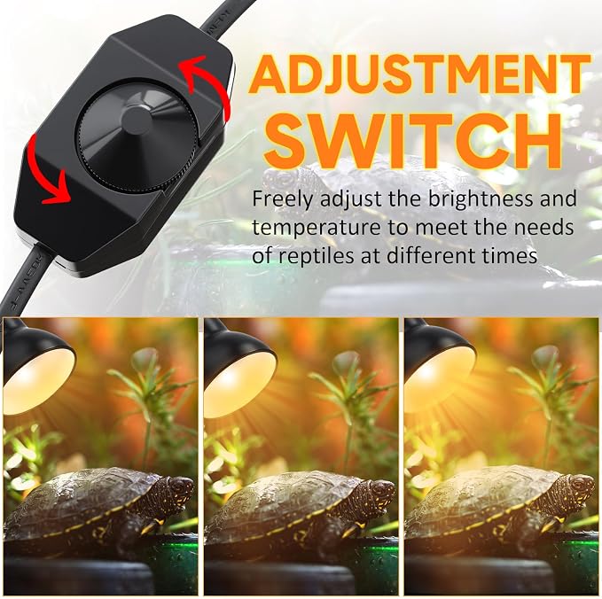 3 Set Reptile Heat Lamp UVB UVA 50W, 360° Clip for Turtle Aquarium | Adjustable Gooseneck Basking Light with Full Spectrum Bulb, Swivel Clip Mount, Ideal for Snake Amphibian Terrarium Heat