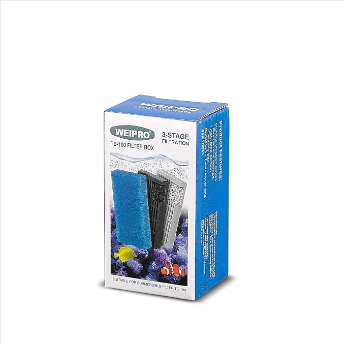Replacement Cartridge for Fish Tank Filter 210L/H, Model TE-100 | Include Filter Sponge, Active Carbon, Ceramic Ring
