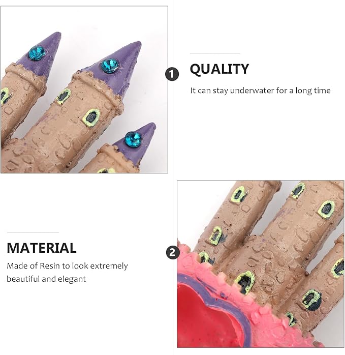 Happyyami Resin Aquarium Castle Decor for Fish Tank, Cartoon Style Hideout Ornament Providing Safe Hiding Place for Freshwater and Saltwater Fish, Easy to Clean Aquarium Landscaping