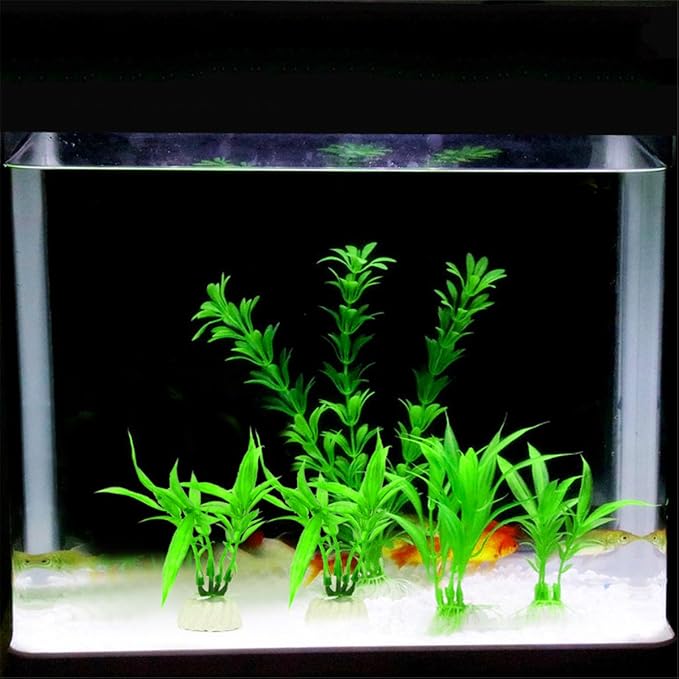 10 Pack Artificial Aquarium Plants, Small Size 4 inch Approximate Height Fish Tank Decorations Home Décor Plastic Green | Small Size 4 inch Approximate Height Fish Tank Decorations Home Décor Plastic Green