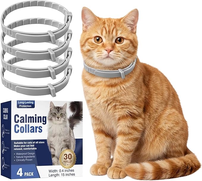 Cat Calming Collar for Anxious Cats | Pheromone Collar with Lavender & Chamomile|Works in 1 Hour|Waterproof Adjustable|Reduces Scratching, Hiding & Marking|30-Day Relief for Kittens & Adult Cats