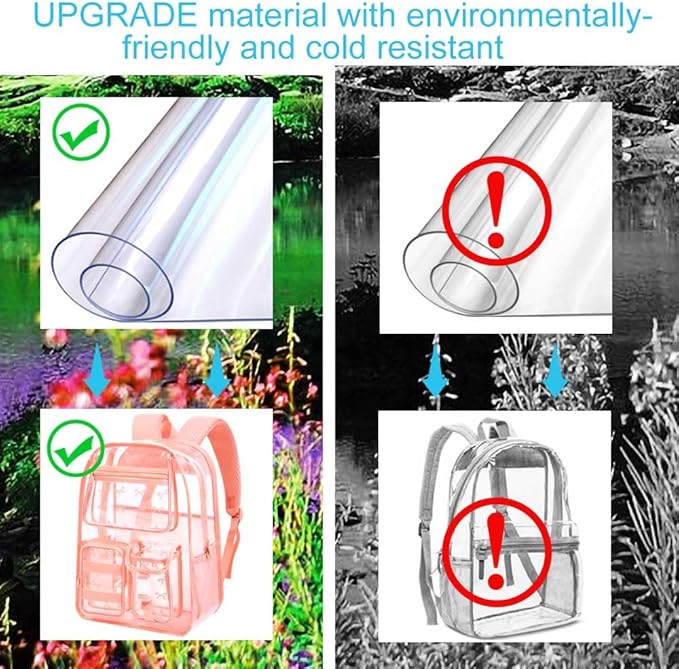 CCJPX 3Pcs Clear Backpack for Girls, School Transparent Bookbag, Heavy Duty See Through Backpacks for Teens Elementary