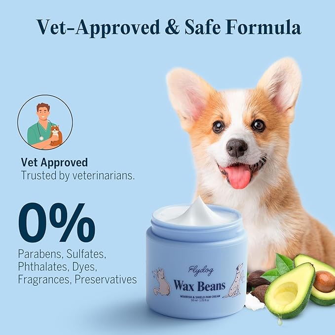 Flydog Lick-Safe Dog Paw Cream – Non-Greasy Paw Pad and Nose Balm for Dogs, Fast-Absorbing Avocado Plant Formula, Winter Paw Balm for Outdoor Dry Cracked Pads & Snout (50ml)