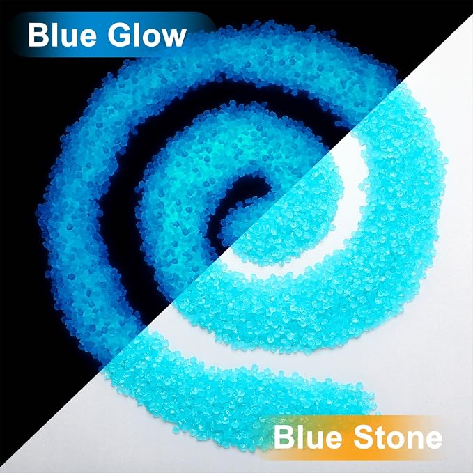40000 Pcs 3-5mm Glow in The Dark Rocks Pebbles for Fish Tank Sand Aquarium Luminous Gravel Bulk Craft Landscaping Glow Stone for Potted Succulent Decor Fairy Garden, 2.2 Lb/ 1 kg(Light Blue)