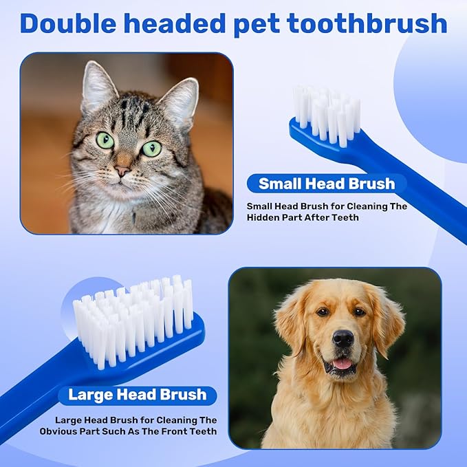 Newday Dog Toothbrush Set of 8 - Dual Headed, Dental Hygiene Convenient Soft Toothbrush to Clean pet Teeth, Dog Tooth Brushes for Small to Large Dogs, Cats, and Most Pets, Teeth Brush in Bulk