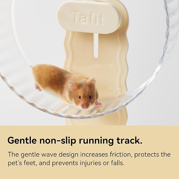 Quiet Hamster Wheel 10.2 Inch Dual-Bearings Silent Small Animals Running Exercise Wheel Height Adjustable for Syrian Hamsters, Gerbils, Rats, or Other Small Pets, Transparent