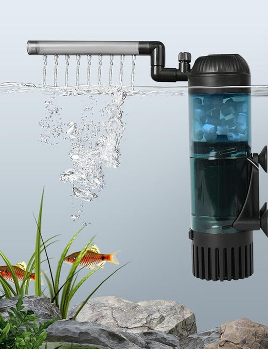 UPETTOOLS Aquarium Filter Fish Tank Filter with Fluid Bed Sponge Filter Multiple Function Ultra-Silent Filter 5-20 Gallon