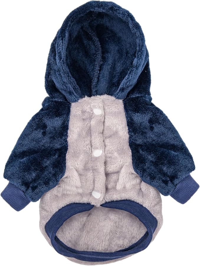 FabriCastle Dog Hooded Sweater, Dog Clothes for XXS XS Small Dogs Boy & Cats, Soft and Warm Pet Coat, Winter Pet Jacket, Doggy Apparel Costumes, Puppy Outfits Snap On Hoodies (Grey Body, Small)
