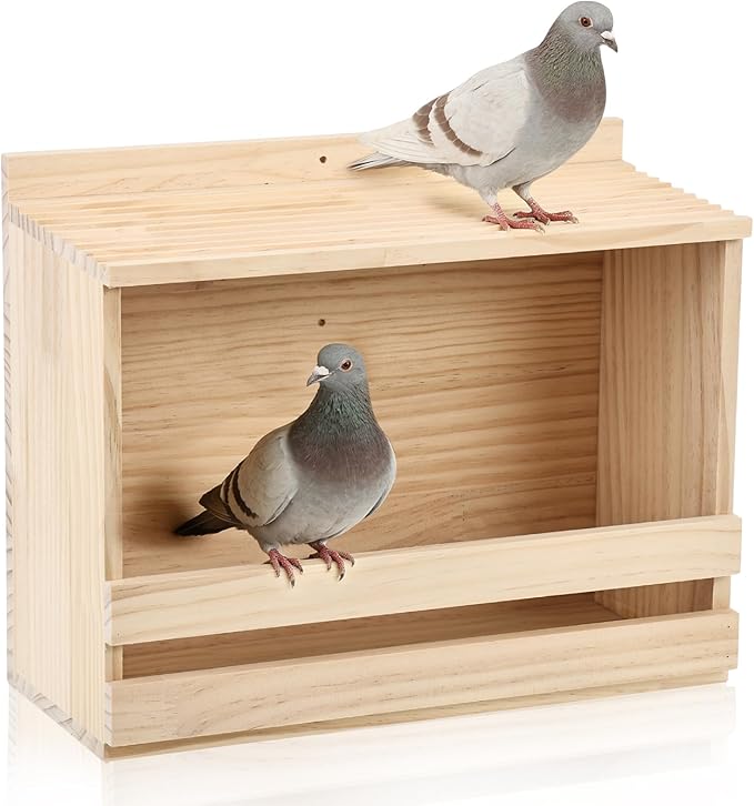 Wooden Open Mourning Dove Nesting Box, 13.7" x 6" x 11" Flat Roof Bird House with Nails, Open Platform Shelter for Doves & Small Birds, Hanging Garden Decor