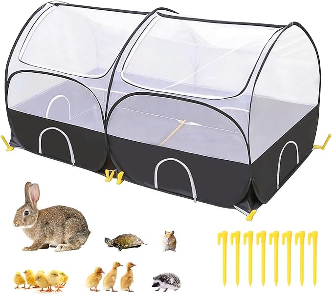 SlowTon Small Animals Playpen - Portable Chicken Coop Run Large Chick Brooder 59"x31"x30" with Detachable Bottom, Pop Up Pet Enclosure Cat Tent for Guinea Pig Bunny Puppy Indoor Outdoor (Arched Top)