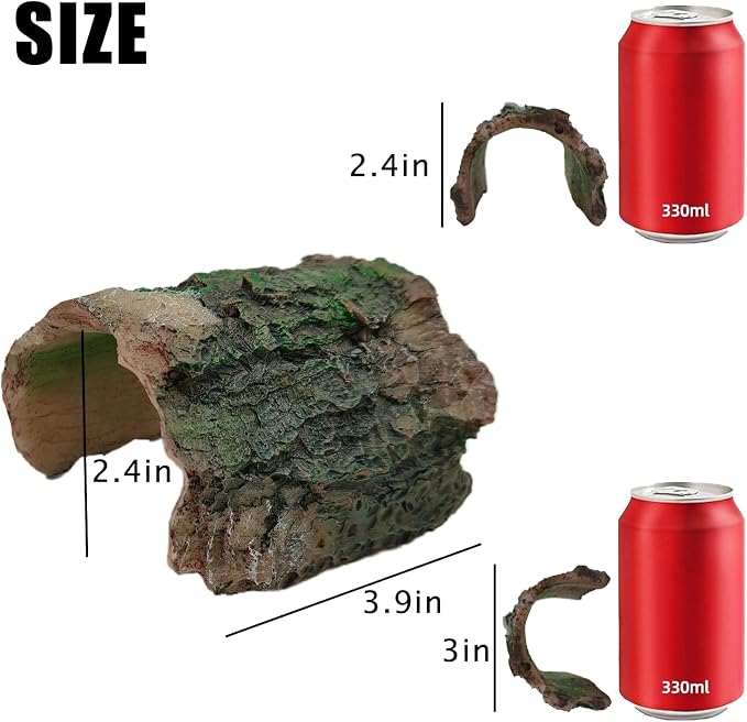 Tfwadmx Betta Log 2 Pack Resin Hollow Tree Trunk Ornament Reptile Hideout Aquarium Cave Ornament Terrarium Tank Decoration for Fish Shrimp or Small Reptile Turtle Tarantula Spider Hermit Crab