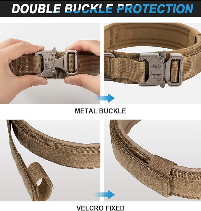 Large Tactical K9 Military Dog Collar - Heavy Duty with Handle, Camo for German Shepherd (Medium, Gray Camo)
