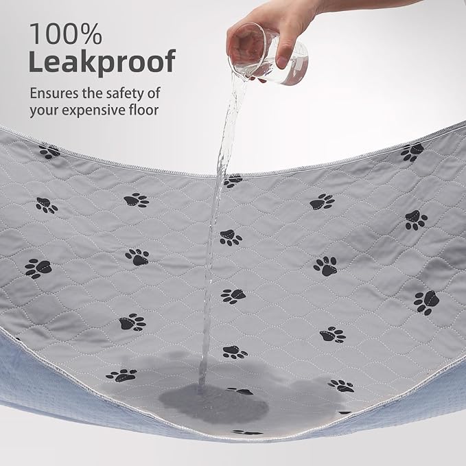 PUPTECK Washable Pee Pads for Dogs - 2 Pack 48" x 60" Waterproof Reusable Puppy Potty Training Pads Whelping Mat - Fast Absorption Non-Slip Pet Food Feeding Mat - Pad for Small Animals