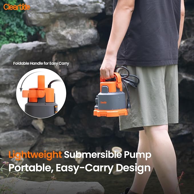 Submersible Utility Water Pump, 2760 GPH Portable Sump Pump with Copper Motor, Plug and Work for Pond, Garden Watering, Pool Transfer, Hot Tub Emptying