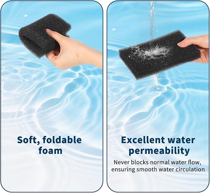 Aquarium Filter Sponge 6PCS Aquarium Bio Filter Media Sponge for Fish Tank Filters Sumps Ponds (6.28 x 4 x 0.78 inch, Black)