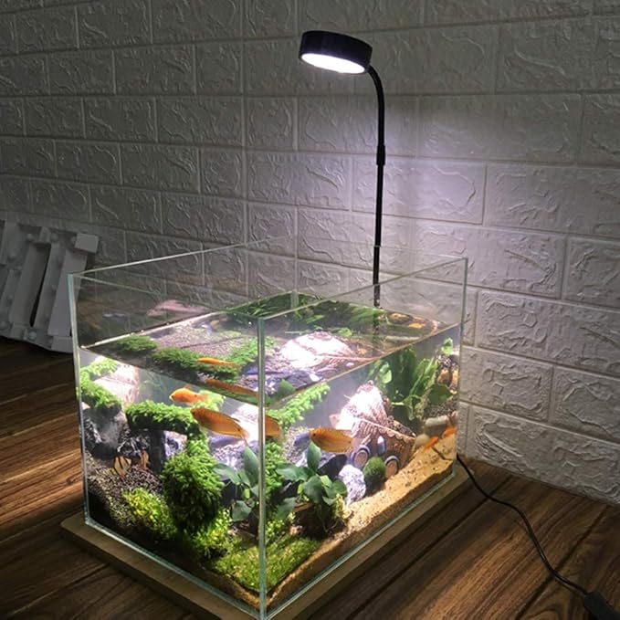 Full Spectrum LED Aquarium Light, 360-degree Adjustable LED Light with Bamboo Board, Miniature Landscape USB Powered Lamp for Plant, Fish Tank, Potted Plants(Size:S)