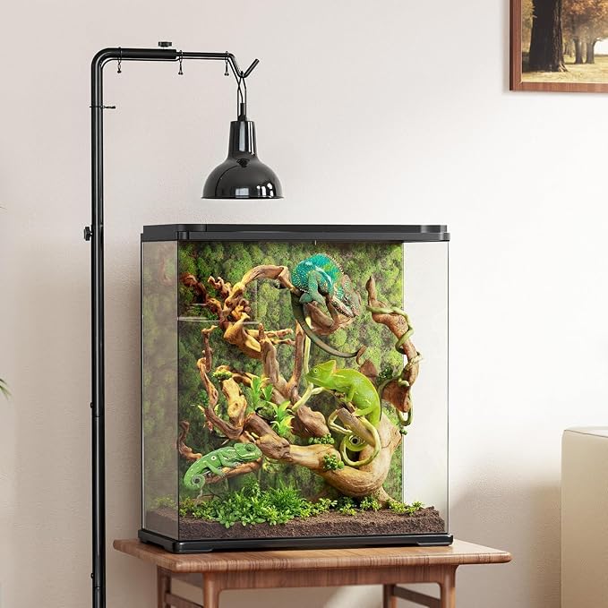 Reptile Heat Lamp Stand, Adjustable 21"-62"H Light Holder, Heavy Base | Heavy Duty, Wide Compatibility for Bearded Dragon, Turtle, Snake, Lizard, Terrarium Tank or Aquarium Use
