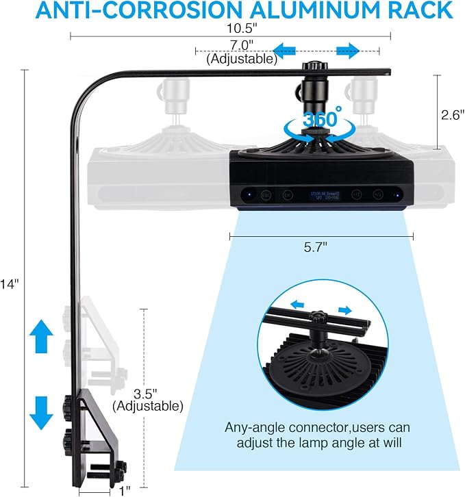 Aquarium Light-60 Watts Reef Light High Penetration Wide Coverage Sunrise Sunset Moonlight Saltwater Lights for Coral with Master Slave Group Control & Timer & Screen | High Penetration Wide Coverage,Sunrise Sunset Moonlight,Master Slave Group Control,...