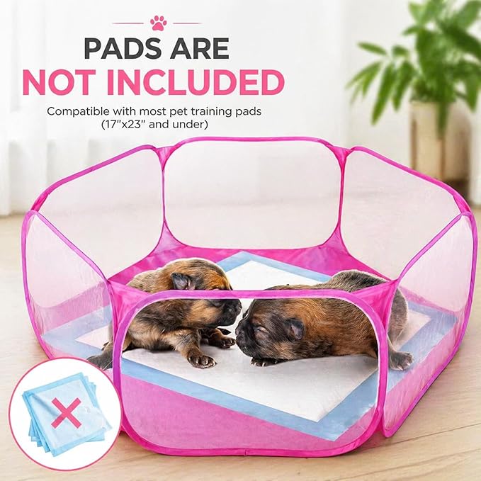 RYPET Guinea Pig Playpen - Breathable & Transparent Pet Playpen Pop Open Outdoor/Indoor Exercise Fence, Portable Yard Fence for Guinea Pig, Rabbits, Hamster, Chinchillas and Hedgehogs