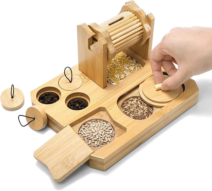 6-in-1 Guinea Pig Foraging Toys, Bamboo Hamster Enrichment Toys, Snuffle Puzzle Feeder with Hide Treats for Small Animals, Rabbits, Chinchilla, Rat