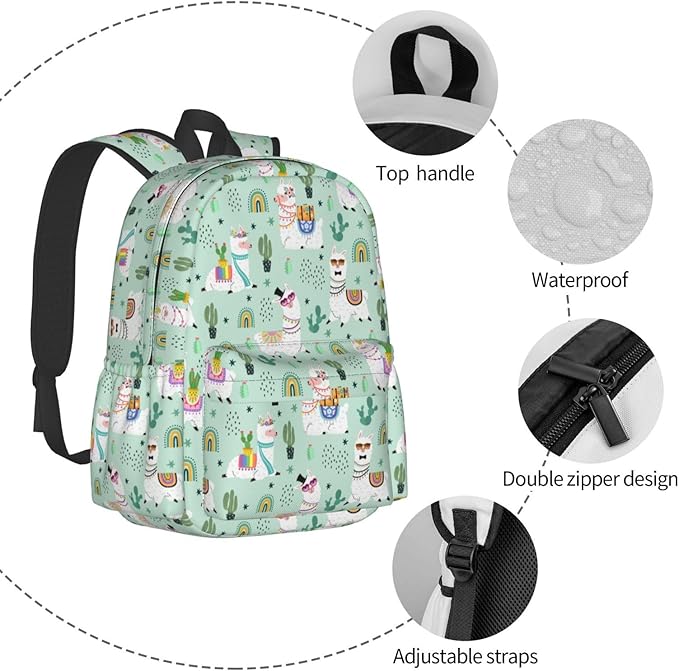 Cute Llamas Backpack for Women 16.9 inch Travel Casual Laptop Backpack Lightweight Waterproof Hiking Daypack