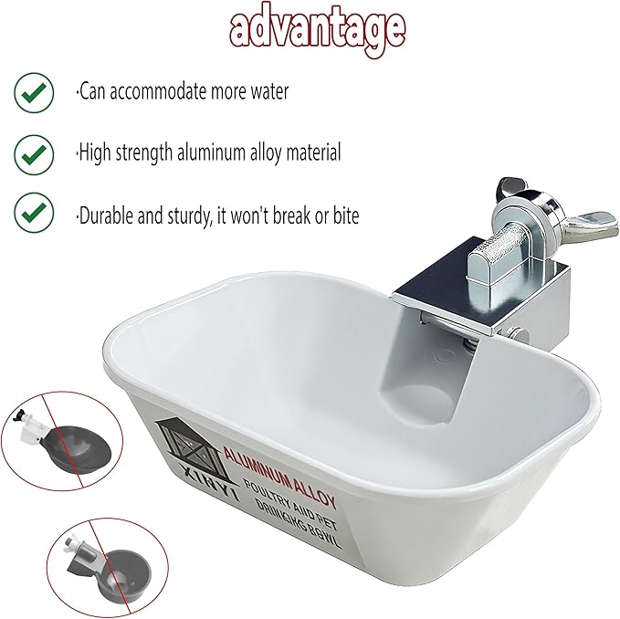 XINYI 2pcs Aluminum Alloy Chicken Water Cups, Automatic Metal Chicken Water Feeder for Dog, Cat, Bunnies, Ferret, Hamster, Guinea Pig, Chinchillas, Mice, Rats, Goat, Bird, Rabbit Water Bowl