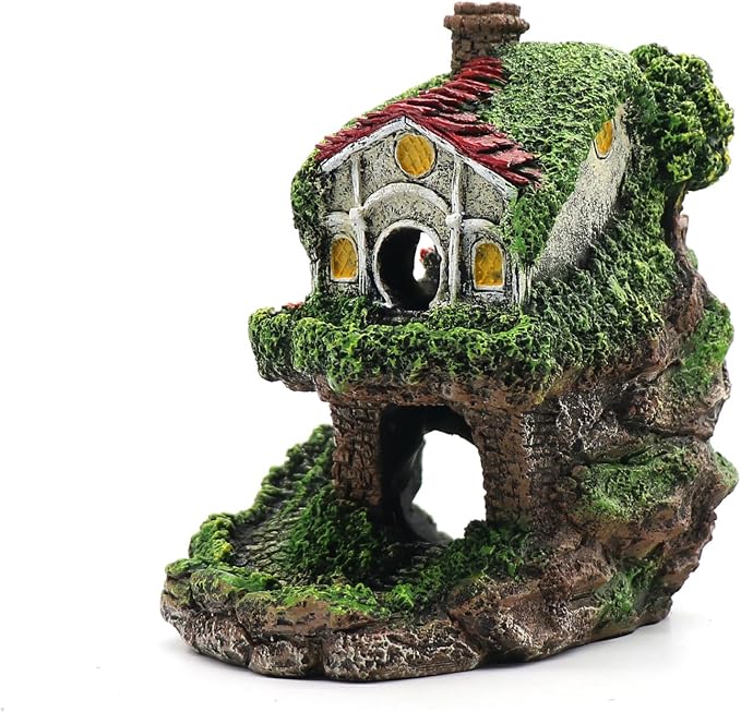 relaqcc Aquarium Decor Hideaway Cave, Betta Fish Tank House Accessories for Amphibians, Goldfish, Shrimp, Conch