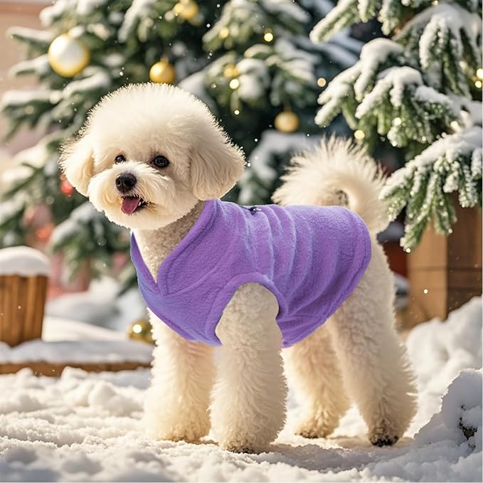 Rbenxia 1 Piece Dog Sweater with Leash Ring Soft Fleece Vest Dog Pullover Warm Jacket Pet Dogs Clothes Winter Dogs Outfits for Small Puppy Cat Pets (Purple, Medium)