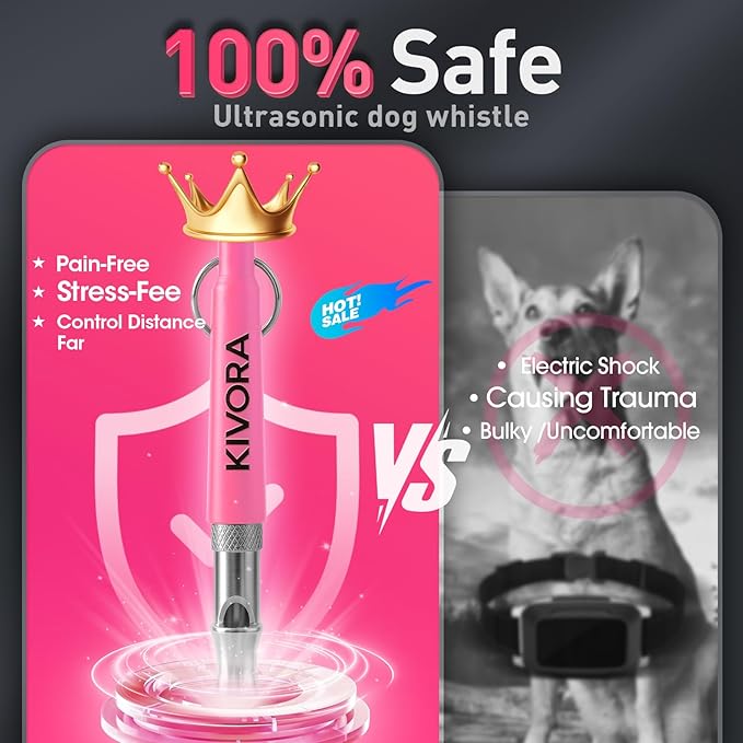 KIVORA 4 Pack Dog Whistle to Stop Barking Neighbors Dog,304 Stainless Steel Adjustable Ultrasonic Silent Dog Training Whistle for Recall & Bark Control,Professional Whistle Suitable for All Dogs(pink)