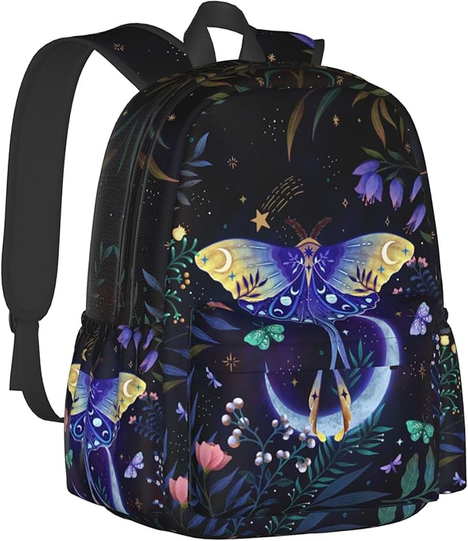 Moon-Moth Backpack for Women 16.7 inch Travel Casual Laptop Backpack Lightweight Waterproof Durable Hiking Daypack