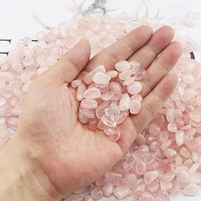 0.96LB Rose Quartz Aquarium Gravel Natural Crystal Crushed Vase Filler Fish Tank Decorative Succulent Rocks Bulk Tumbled Polished Irregular Shaped
