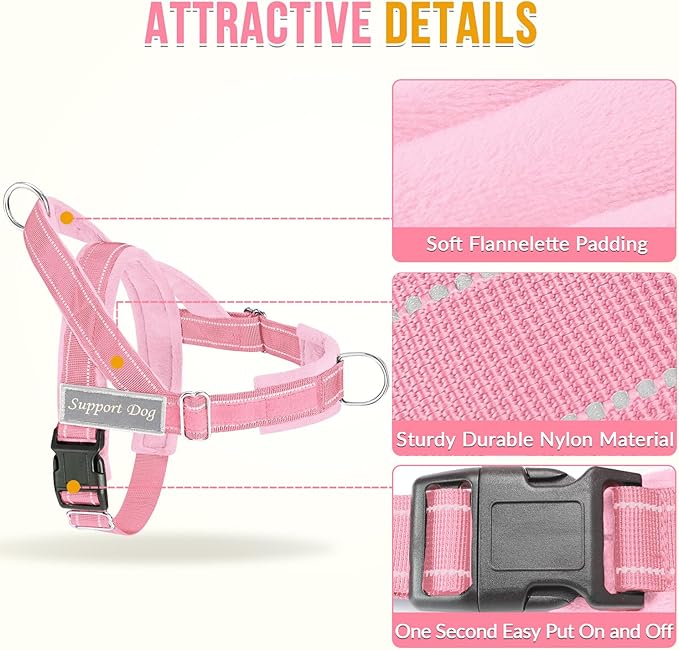 Lukovee No Pull Dog Harness & Leash Set - Heavy Duty Dog Vest Harness with Soft Padded for Medium Large Dogs, Adjustable Reflective Tactical Pet Harness for Easy Walk and Training (S, PI)