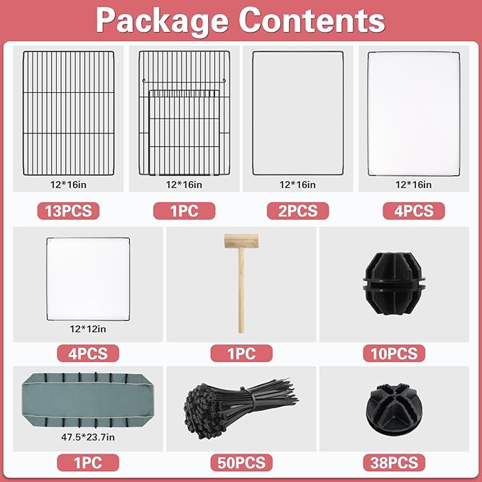 VISCOO 24 Panels Small Animal Playpen,Pet Playpen,C&C Cage for Guinea Pigs,Puppy Play Pen,Baby Chicken Cage,Indoor Outdoor Portable Metal Wire Yard Fence with Waterproof Mat