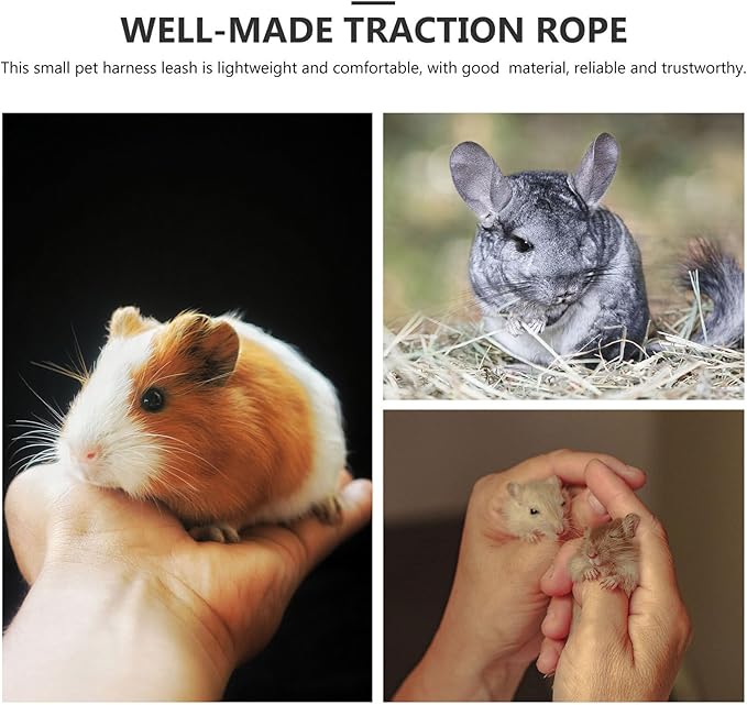 Small Pet Harness Leash Set 5pcs with Adjustable Chest Strap, Soft Fabric Squirrel Rabbit Guinea Pig Walking Rope for Outdoor Use Random Color