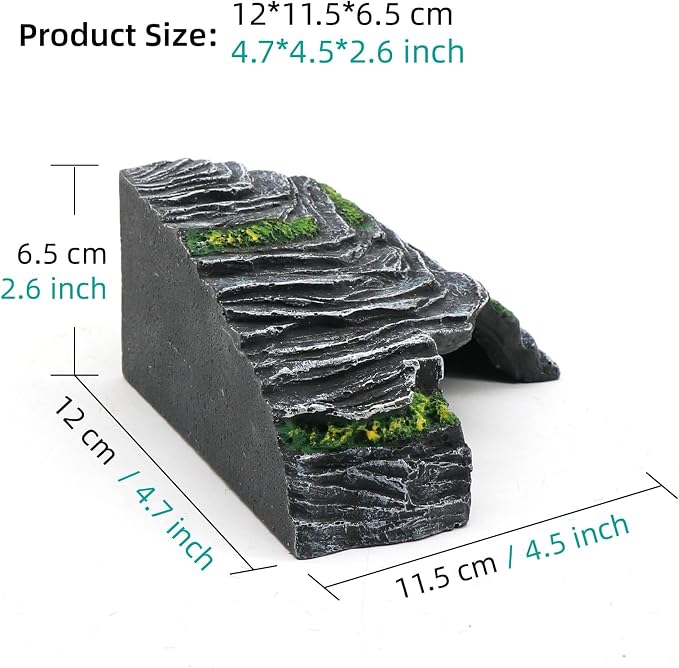 Small Turtle Basking Platform Climbing Ramp Shale Scape Step Ledge, Reptile Cave Hideout Aquarium Tank Accessories Decorations, Great for Reptiles, Amphibians, Leopard Gecko, Frogs