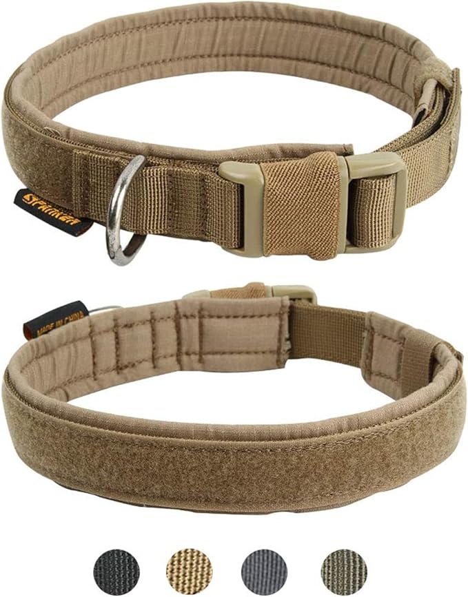 EXCELLENT ELITE SPANKER Tactical Small Puppy Dog Collar Nylon Adjustable Heavy Duty Military for Small Medium and Large Dogs Pet Soft Padded Dog Collar(COB-L)
