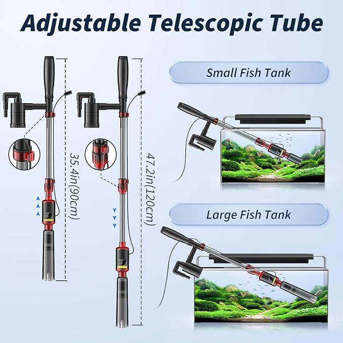 Mildhug Fish Tank Cleaner - Electric Aquarium Vacuum Gravel Cleaner, Electric Fish Tank Cleaning Tools, Adjustable Water Flow Aquarium Cleaner Kit