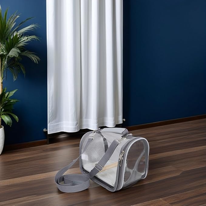 Luxshiny Portable Bird Travel Carrier Bag with Perch, Lightweight Small Grey Cage for Parakeet and Lizard Outdoor Transport, Portable Pet Birdcage for Travel and Adventures