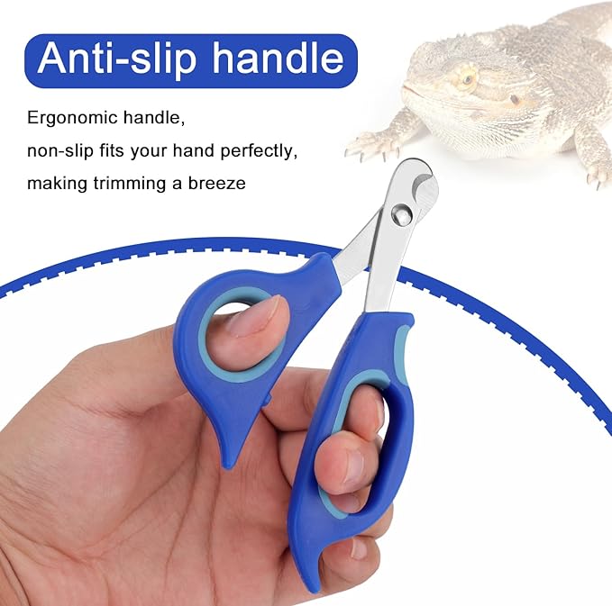 BOXOB Bearded Dragon Nail Clippers, Stainless Steel Pet Animal Lizard Cat Dog Toe Nail Scissors Trimmer Professional Reptile Grooming Tool with Precise Angled Edge for Small Reptiles Turtle Chameleon