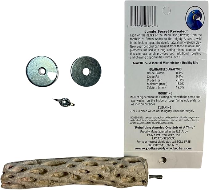 Polly's Pet Products Manu Mineral Bird Perch Size Small 6in