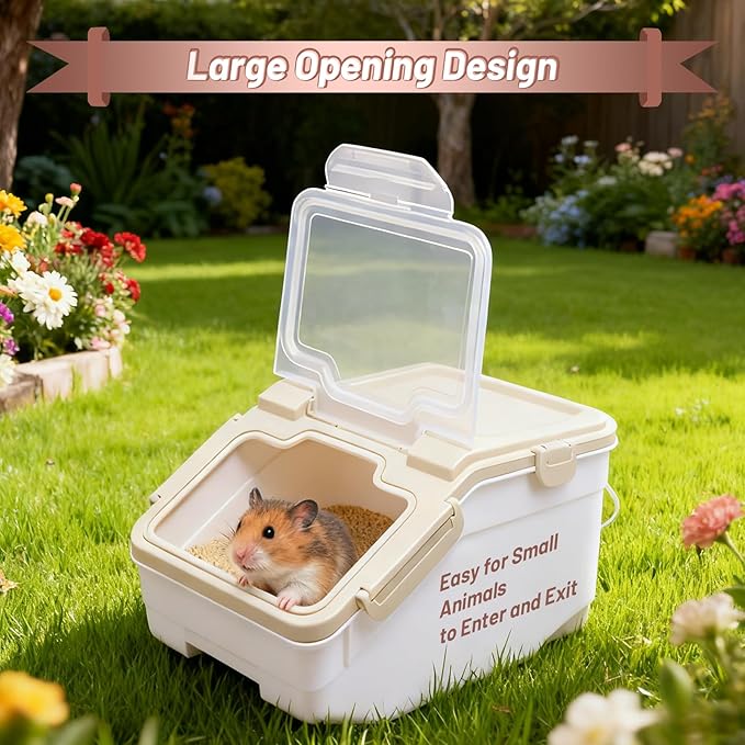 Extra Large Chinchilla Sand Bath Container Kit Plastic Dust Bath House Hamster Shower Room for Hedgehog Guinea Pig Squirrel Small Animals (Grey)