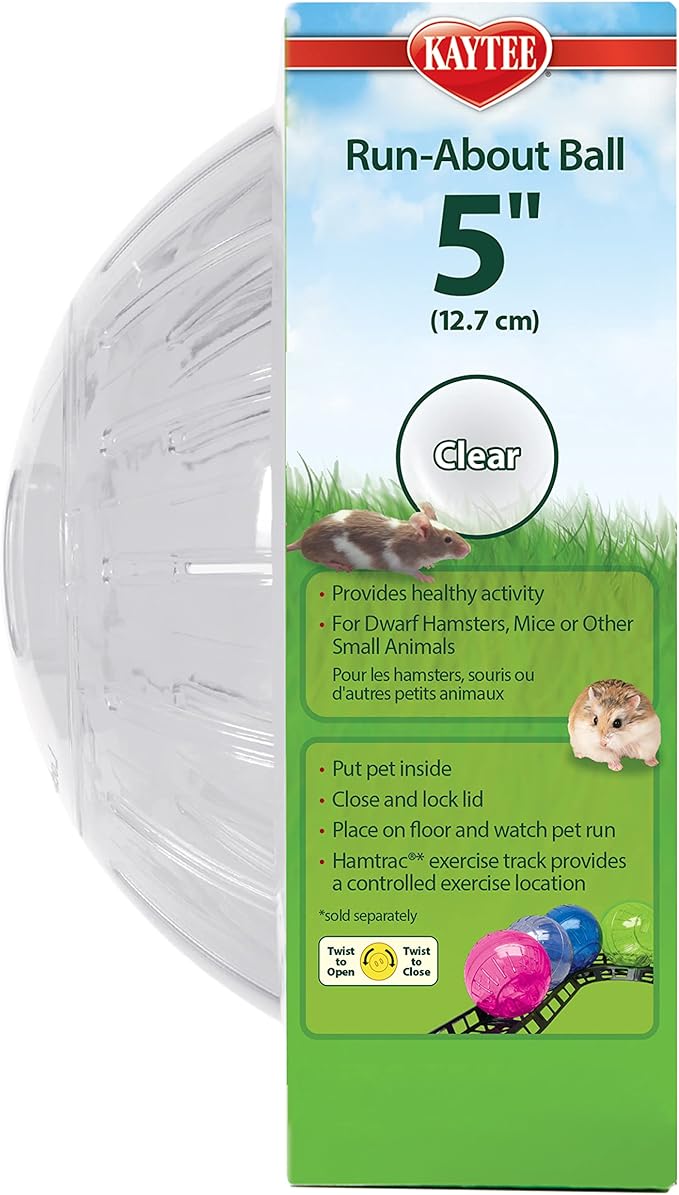 Kaytee 5" Clear Run-About Exercise Ball For Pet Dwarf Hamsters & Mice