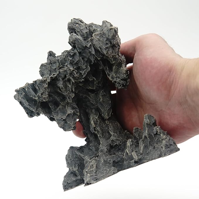 Allcolor Aquarium Rock Decor, 3-Piece Elf Island for 5-10 Gallon Tanks | Build a floating-island aquascape with three adjustable rock formations and a magnetic center piece.
