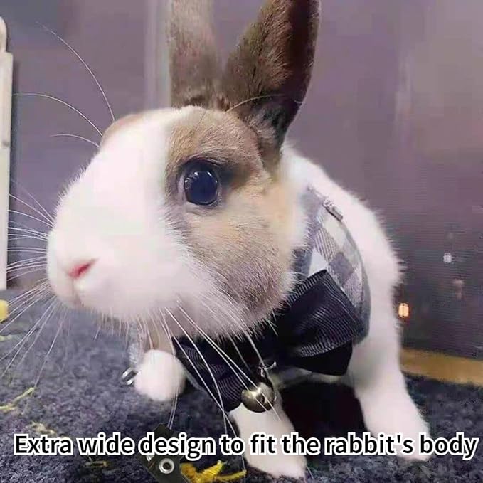 Pet Harness,Rabbit Harness and Leash Set, Cute Mesh Breathable Pet Vest Outdoor Camping Hiking Training, Bunny Jacket for Small Kitten, Puppy, Small Animal (Yellow,L)