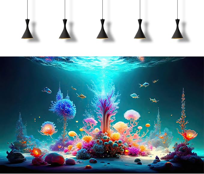 Jellyfish Aquarium Background Underwater Sunray Scene Fish Tank Background Under The Sea Corals Ocean Seabed Landscape Terrarium Backgrounds Tropical Sea Marine Life Aquarium Tank Wallpaper 36x20in