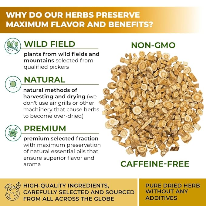 WILDFIELD HERBS 4 oz. Astragalus Root Herbal Tea – 113g Dried Astragalus Root Tea Huang Qi Raíz de Astrágalo