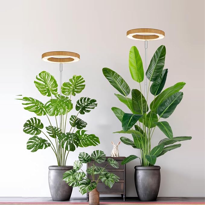 Plant Grow Light, LED Growing Light Full Spectrum for Indoor Plants,Aluminum Wood Grain Plant Lights,Height Adjustable, Automatic Timer, 5V Low Safe Voltage,Idea for Large Plant Light