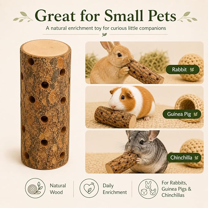 Apple Wood Chew Toys for Small Animals - Molar Wood Treats & Cage Accessories for Rabbits, Hamsters, Guinea Pigs, Mouse, Bunny Teeth Care