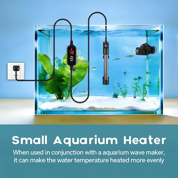 hygger 150W Submersible Aquarium Heater with Digital Temperature Controller, Mini Fish Tank Heater for 20–30 Gallon Tanks, Overheat & Out-of-Water Protection, Freshwater & Saltwater