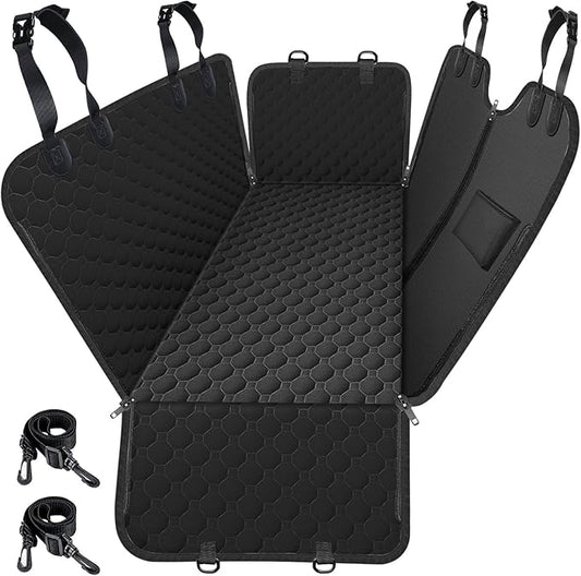 Mancro Dog Hammock for Car, 2026 Upgraded 600D Heavy Duty Waterproof & Scratch-Resistant Dog Car Seat Cover, Back Seat Pet Cover for Dogs with Sedan, Trucks and SUVs, Standard, Black All